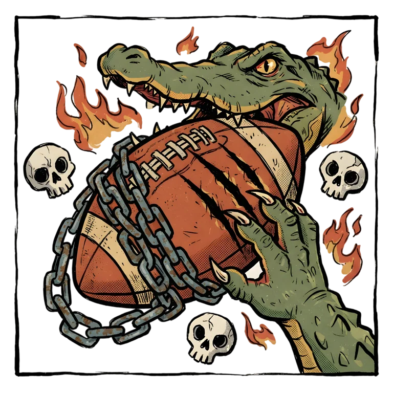 Alligator Biting Chained Football (Design #1) Transparent PNG