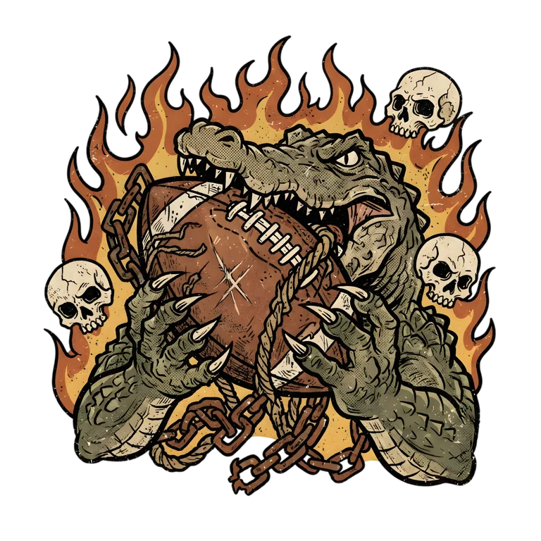 Alligator Biting Chained Football (Design #2) Transparent PNG