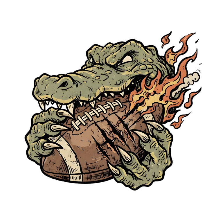 Alligator Biting Football With Fire Transparent PNG