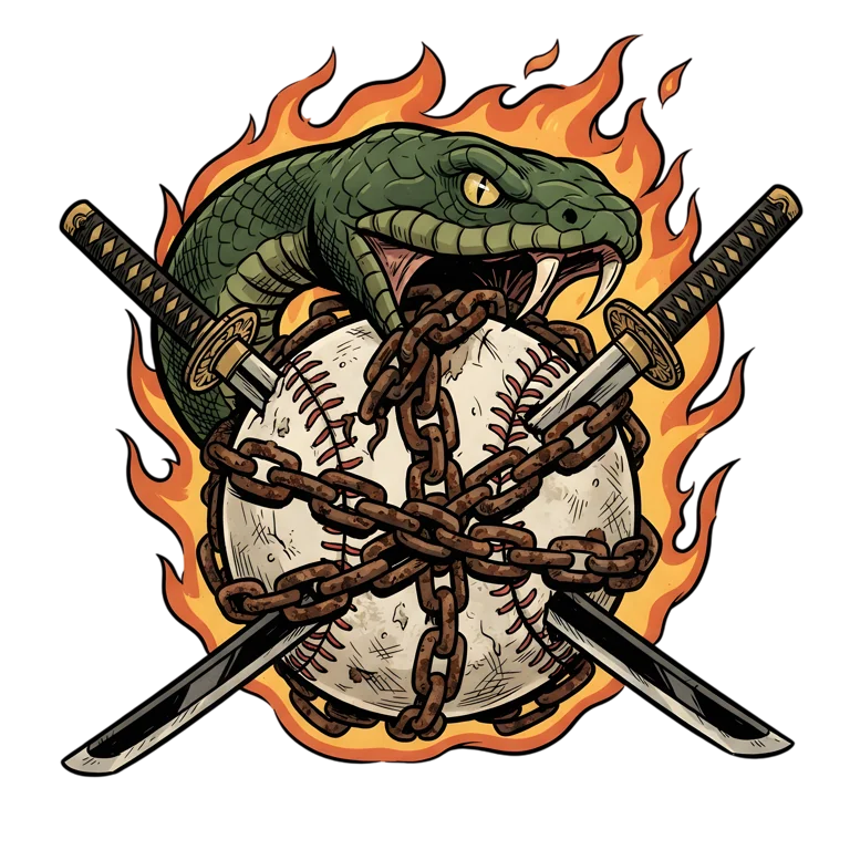 Anaconda Biting Flaming Baseball (Design #1) Transparent PNG