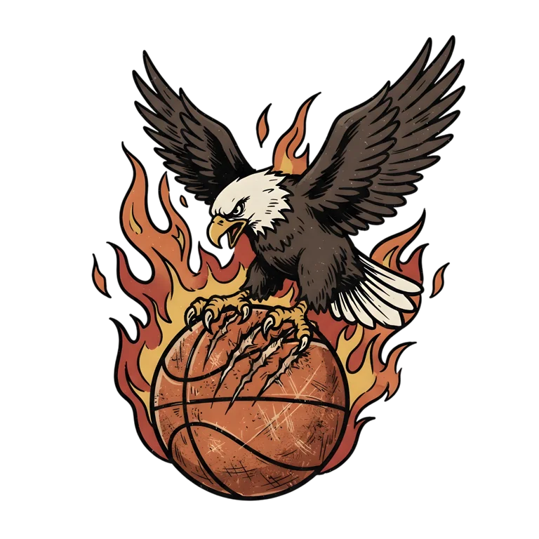 Bald Eagle Clutching Flaming Bas (Design #1) Transparent PNG