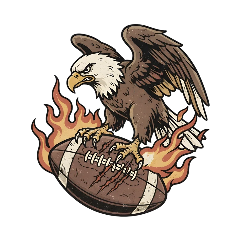 Bald Eagle Clutching Football (Design #1) Transparent PNG