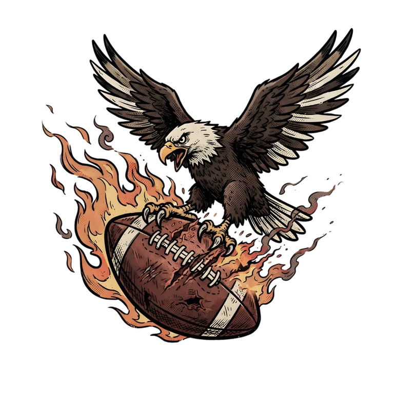 Bald Eagle Clutching Football (Design #2) Transparent PNG
